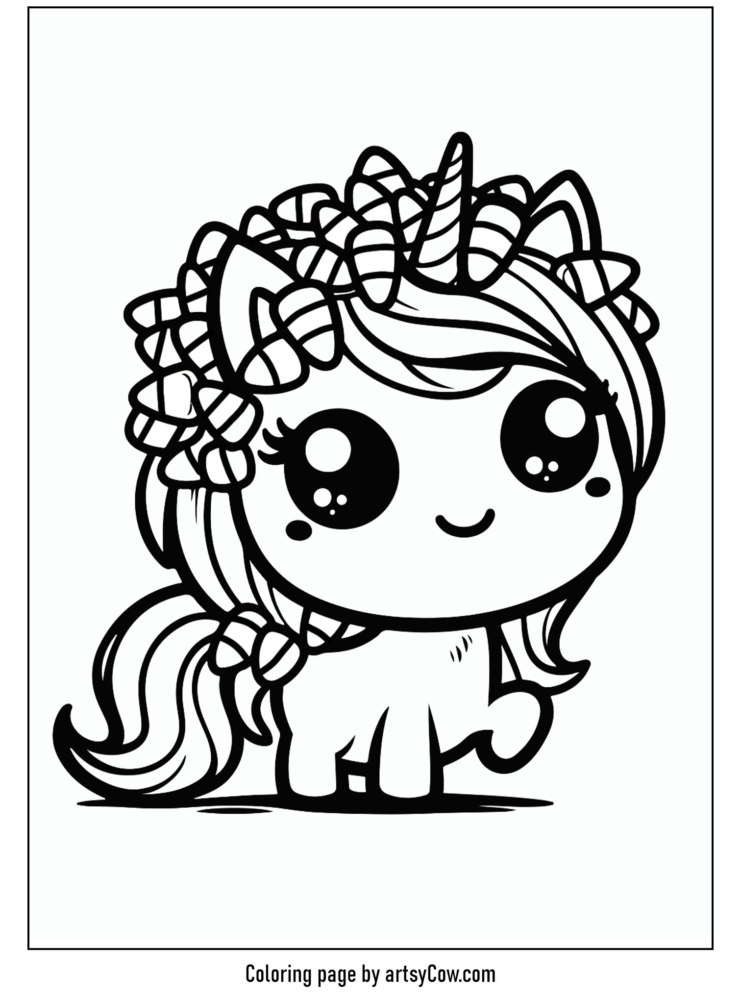 halloween coloring pages with unicorn 2 featuring a cute unicorn with a mane made of candy corns looking cheerful and fun